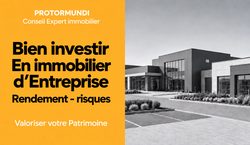 Bien investir en immobilier d'entreprise, rendement et risques, valoriser votre patrimoine : parc d'activités avec bâtiments d'entreprise vitrés et parking - ProtorMundi