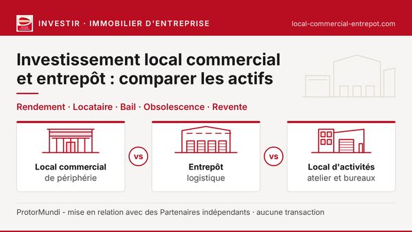 Investissement local commercial et entrepôt : local commercial de périphérie, entrepôt logistique et local d'activités comparés sur le rendement, le locataire, le bail, l'obsolescence et la revente - ProtorMundi
