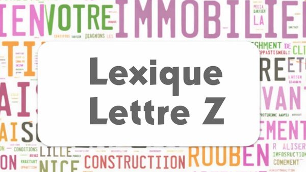 Lexique commercial lettre Z : nuage de mots de l'immobilier autour du cartouche Lexique Lettre Z